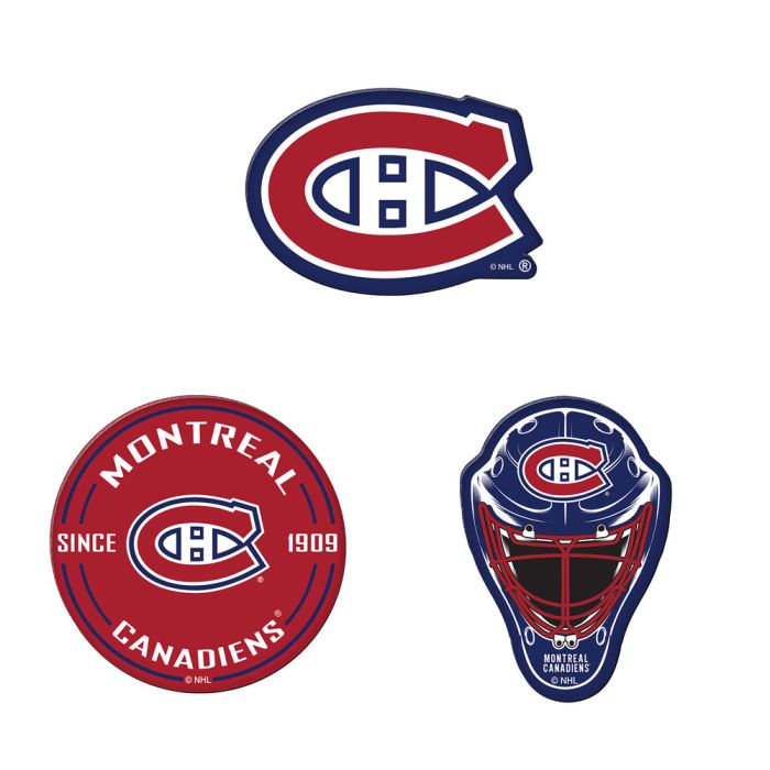 Montreal Canadiens NHL WinCraft 3 Pack Acrylic Carded Magnet