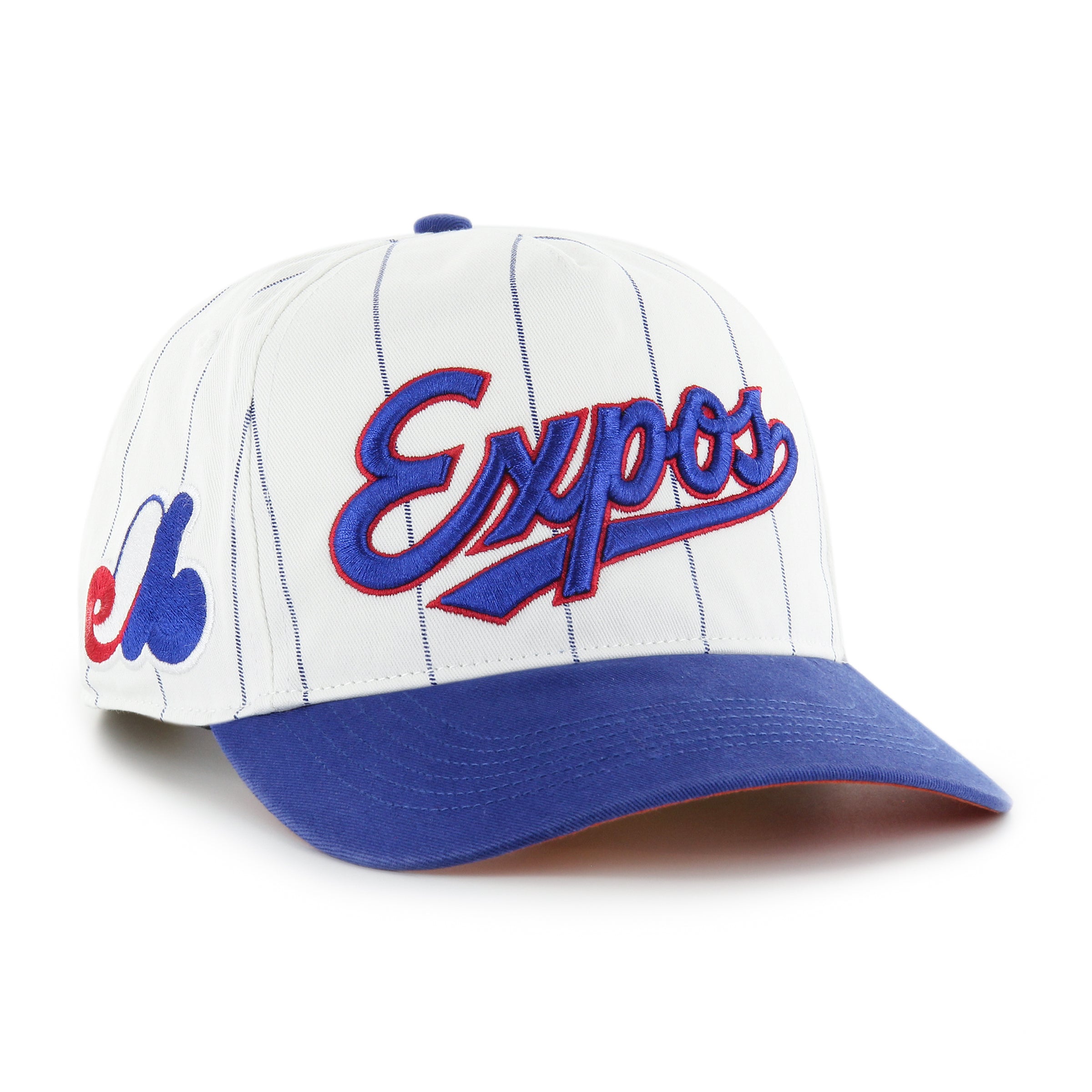 Expos de Montréal MLB 47 Brand Snapback à double en-tête à fines rayures pour hommes