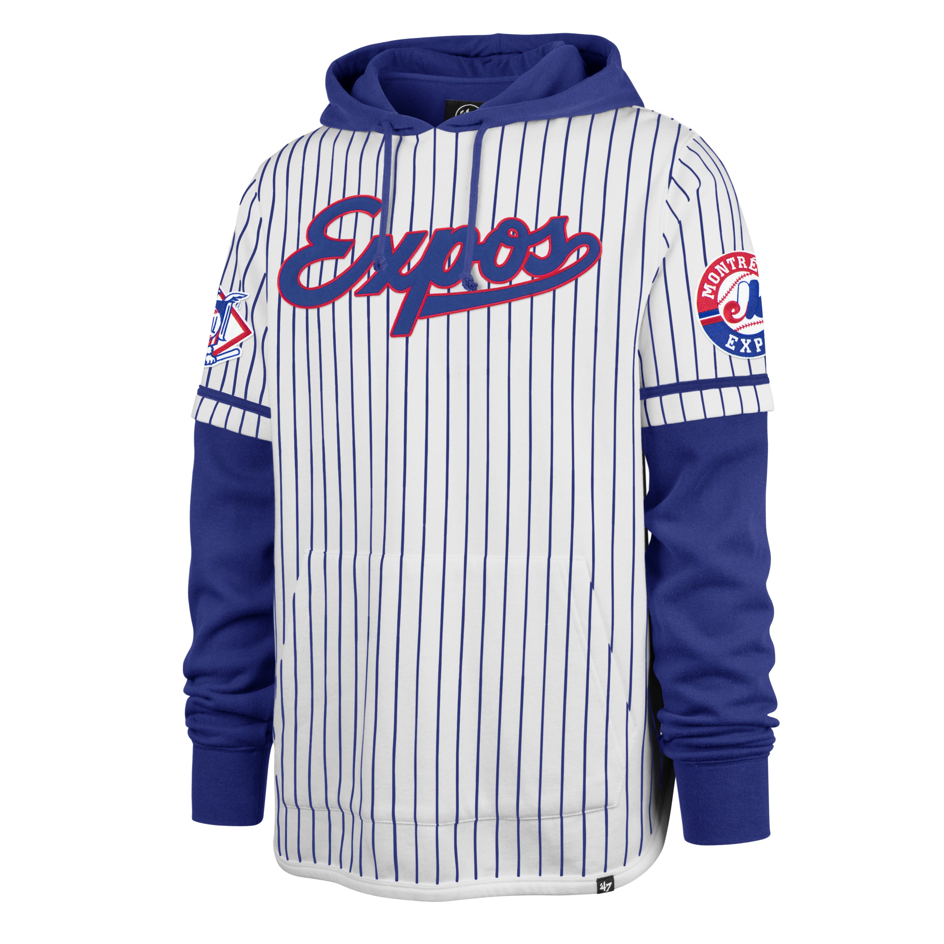 Sweat à capuche double tête à fines rayures MLB 47 Brand Expos de Montréal pour hommes