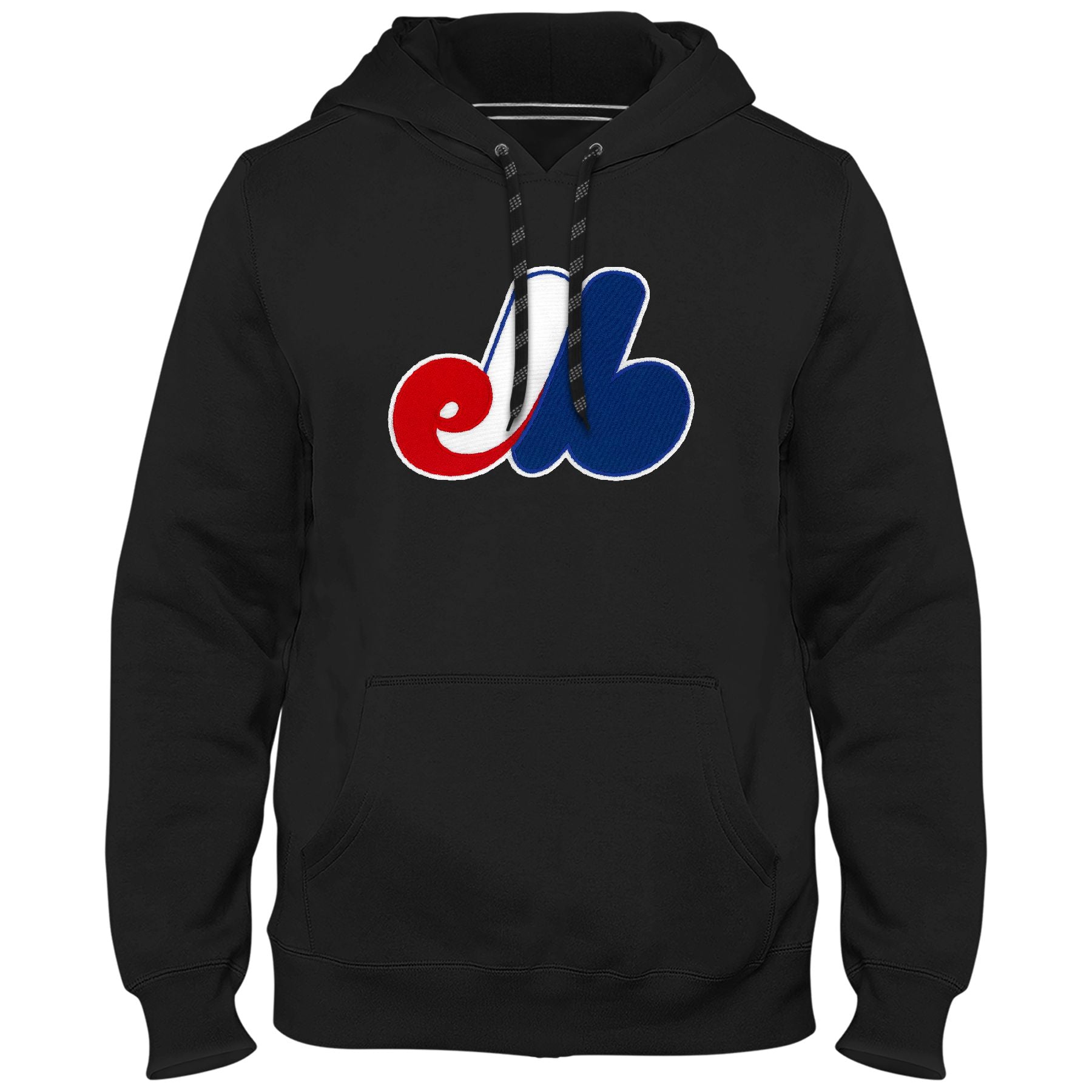 Montreal Expos MLB Bulletin Men's Black Cooperstown Express Twill Logo Hoodie