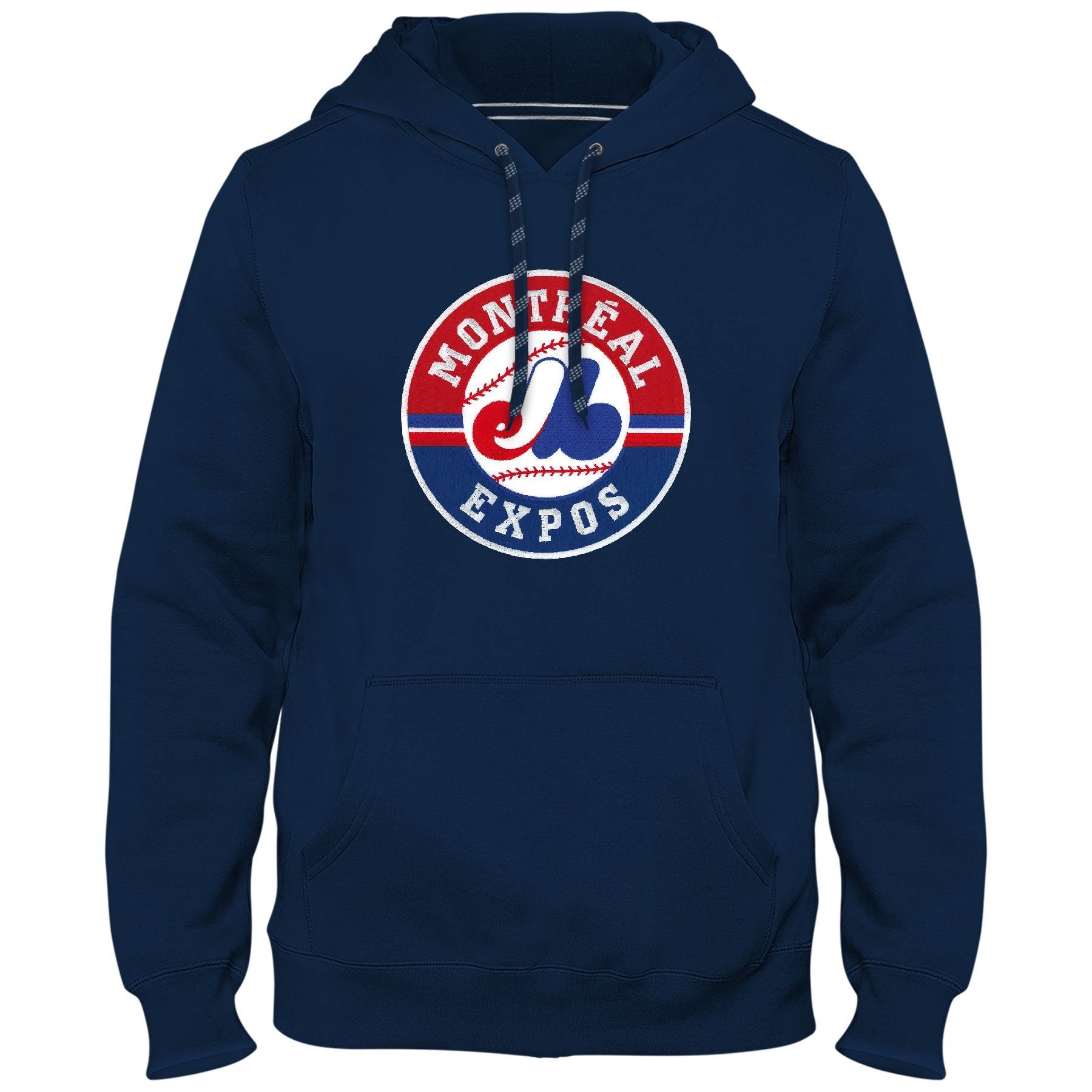 Sweat à capuche avec logo en sergé Cooperstown Express pour hommes, bulletin MLB des Expos de Montréal, bleu marine 1992-2004