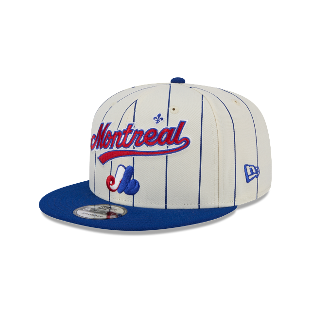 Montreal Expos MLB New Era Men's 9Fifty White Jersey Pinstripe Basic Snapback Hat