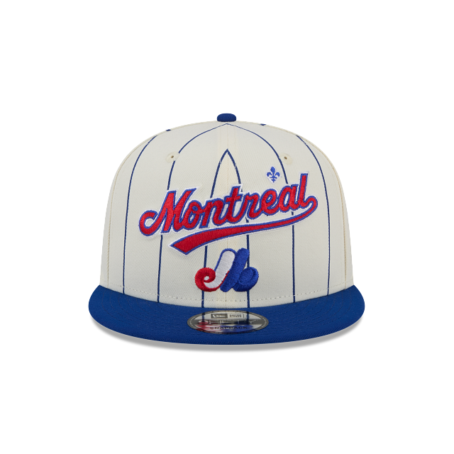 Montreal Expos MLB New Era Men's 9Fifty White Jersey Pinstripe Basic Snapback Hat