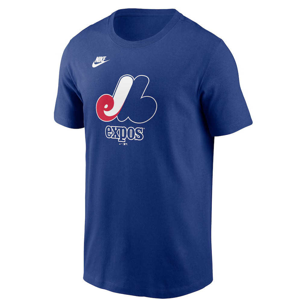 Montreal Expos MLB Nike Men's Royal Blue Cooperstown Team Logo T-Shirt
