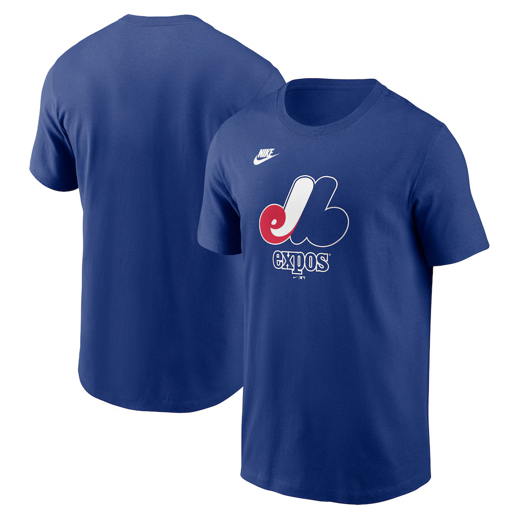 Montreal Expos MLB Nike Men's Royal Blue Cooperstown Team Logo T-Shirt