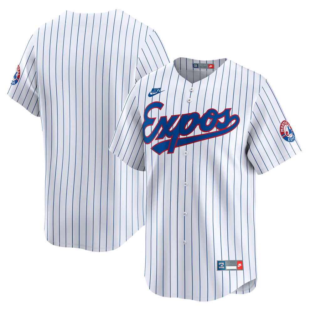 Montreal Expos MLB Nike Men's White Cooperstown Pinstripe Replica Jersey