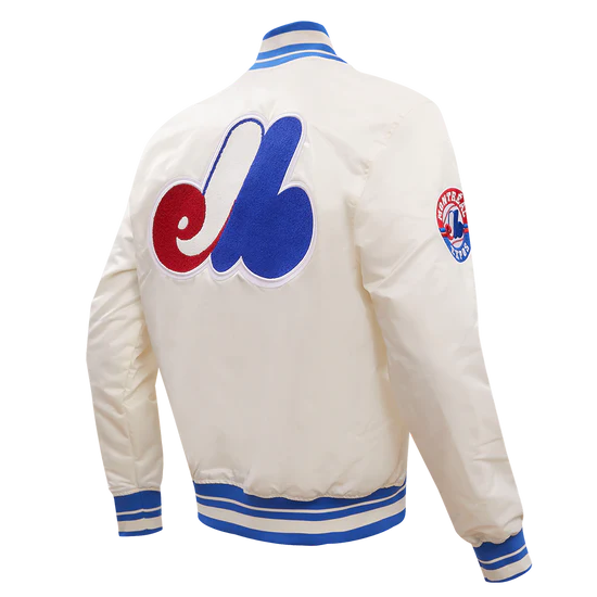 Veste en satin côtelé Cooperstown blanc cassé pour homme des Expos de Montréal MLB Pro Standard