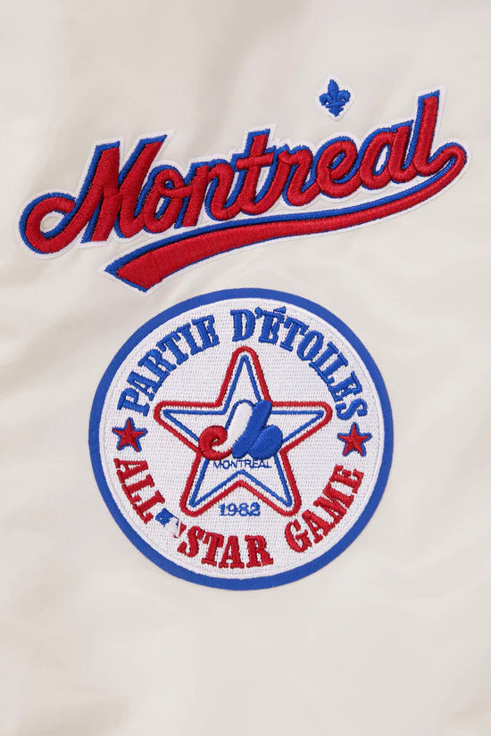 Veste en satin côtelé Cooperstown blanc cassé pour homme des Expos de Montréal MLB Pro Standard