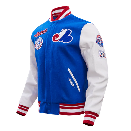 Veste universitaire en laine côtelée Cooperstown bleu royal/blanc pour homme des Expos de Montréal MLB Pro Standard