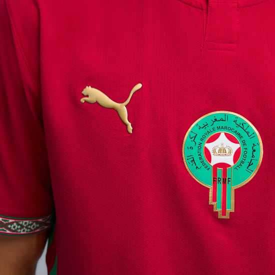 Maillot domicile authentique rouge Puma Homme FIFA 2026 de l'équipe nationale du Maroc