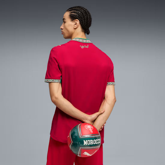 Maillot domicile authentique rouge Puma Homme FIFA 2026 de l'équipe nationale du Maroc