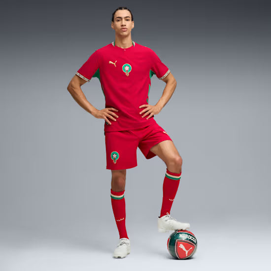 Maillot domicile authentique rouge Puma Homme FIFA 2026 de l'équipe nationale du Maroc