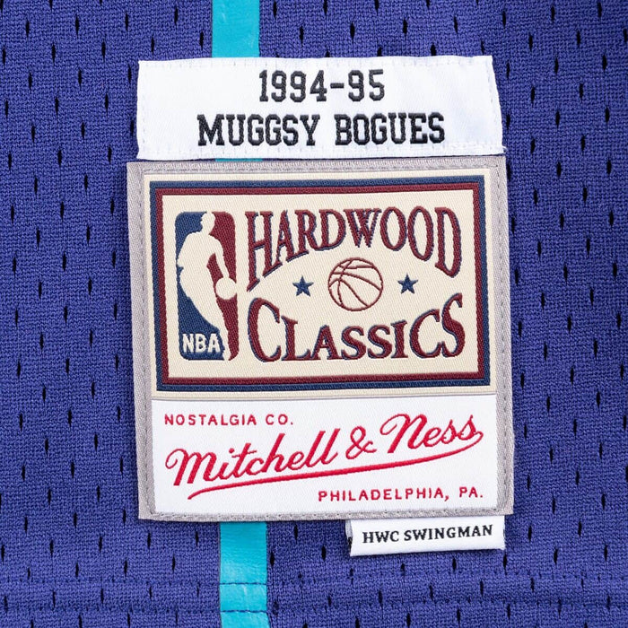 Muggsy Bogues Charlotte Hornets NBA Mitchell & Ness Men's Purple 1994-95 Hardwood Classics Swingman Jersey