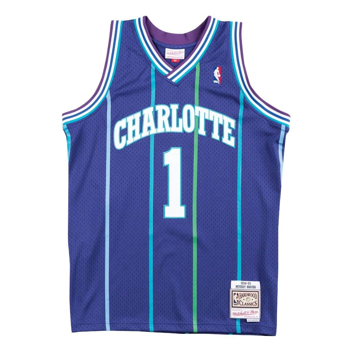 Muggsy Bogues Charlotte Hornets NBA Mitchell & Ness Homme Violet 1994-95 Hardwood Classics Swingman Maillot