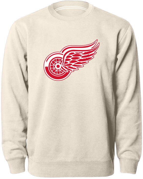 Detroit Red Wings NHL Bulletin Men's Natural Twill Logo Express Crew Sweater