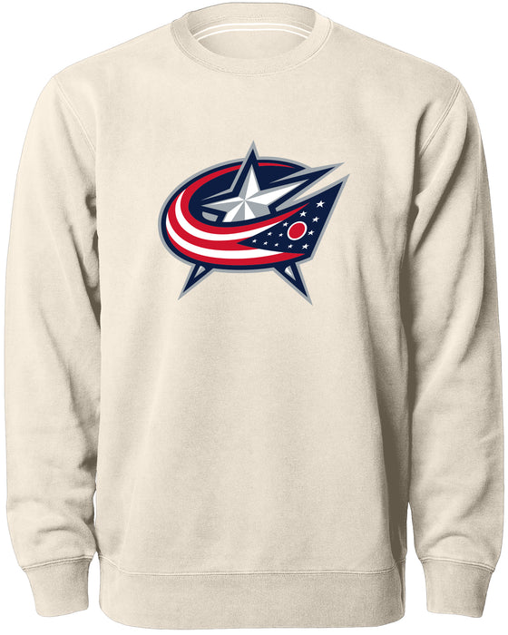 Columbus Blue Jackets NHL Bulletin Men's Natural Twill Logo Express Crew Sweater