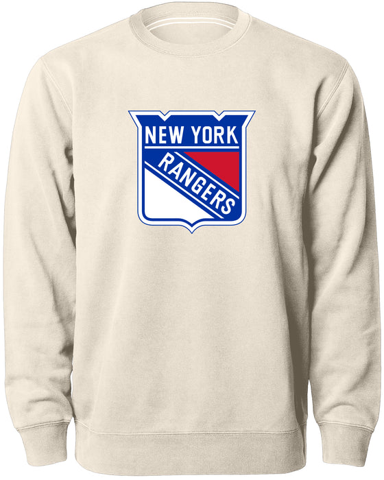 New York Rangers NHL Bulletin Men's Natural Twill Logo Express Crew Sweater