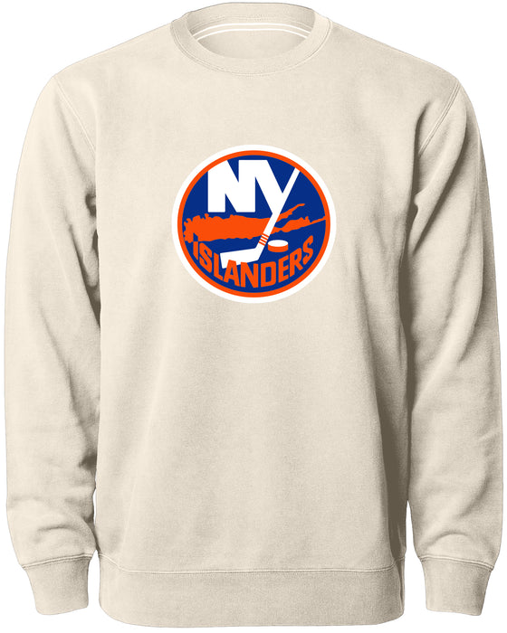 New York Islanders NHL Bulletin Men's Natural Twill Logo Express Crew Sweater