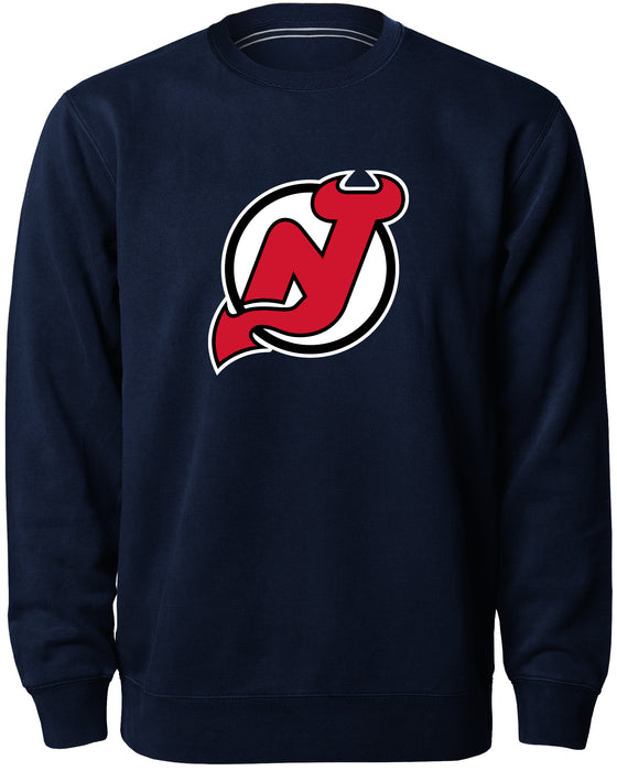 New Jersey Devils NHL Bulletin Men's Navy Twill Logo Express Crew Sweater
