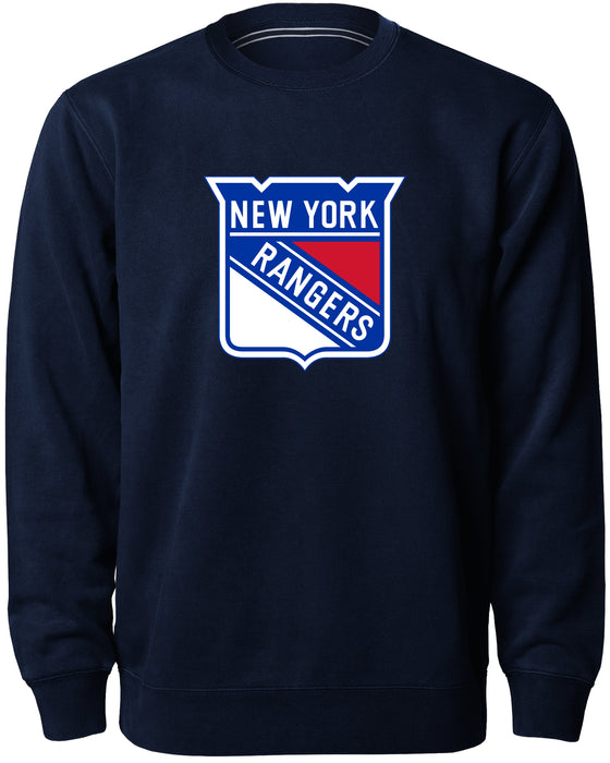 New York Rangers NHL Bulletin Men's Navy Twill Logo Express Crew Sweater