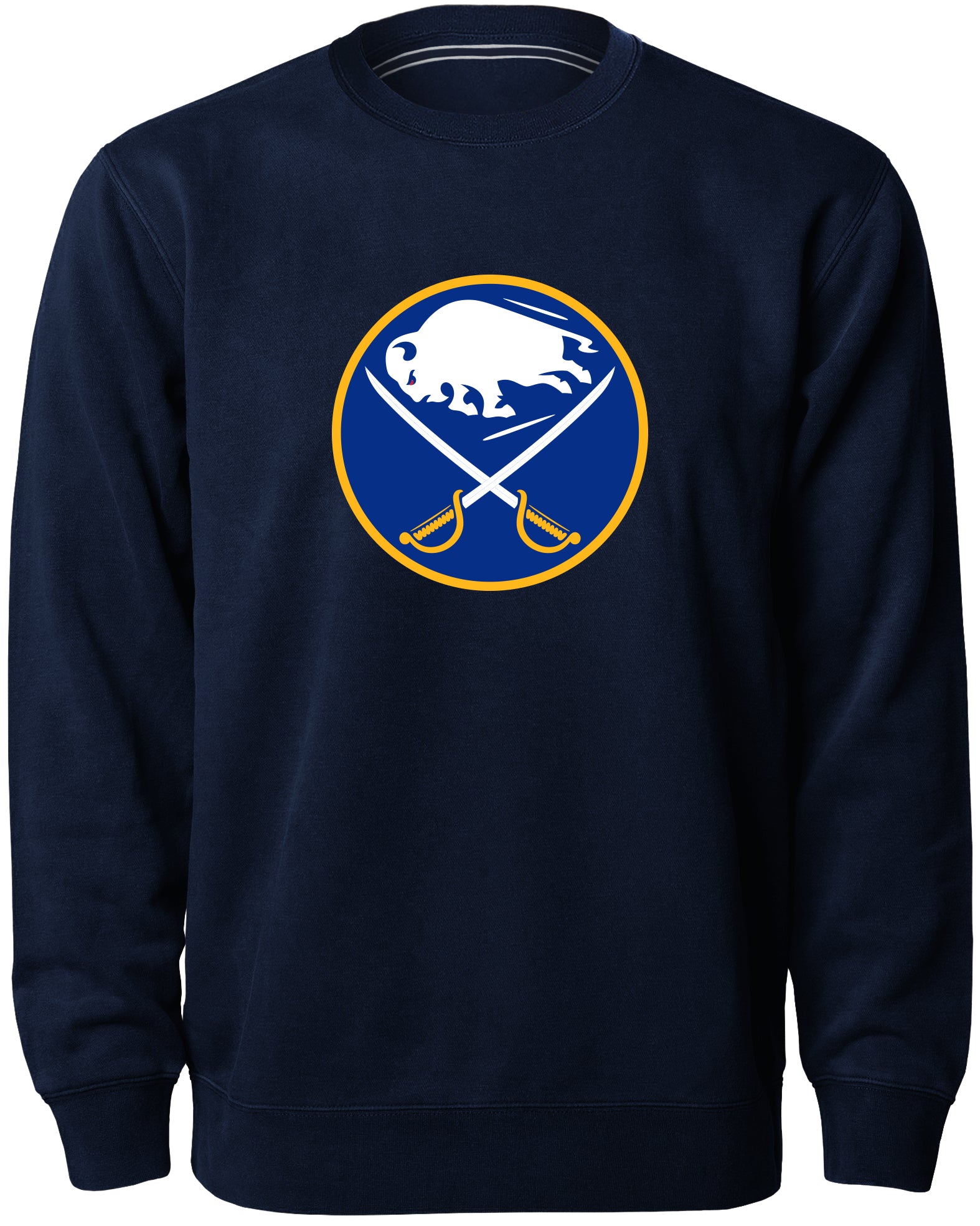 Buffalo Sabres NHL Bulletin Chandail ras du cou en sergé bleu marine avec logo Express pour hommes