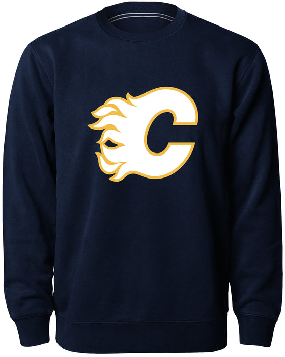 Calgary Flames NHL Bulletin Men's Navy Twill Logo Express Crew Sweater