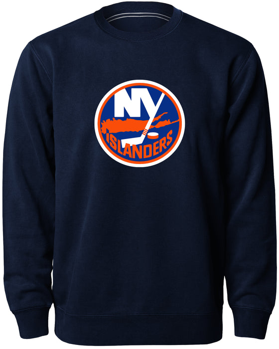 New York Islanders NHL Bulletin Men's Navy Twill Logo Express Crew Sweater