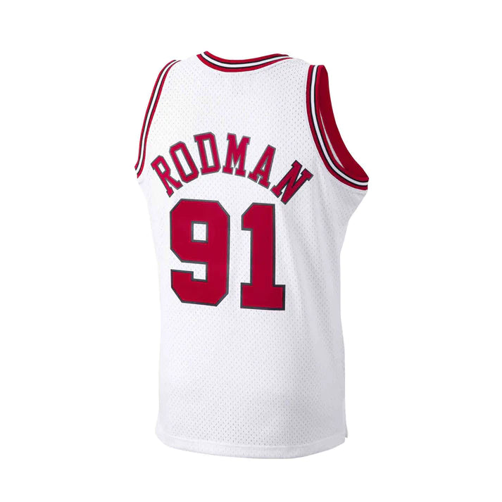 Dennis Rodman Chicago Bulls NBA Mitchell & Ness Men's White 1997-98 Hardwood Classics Swingman Jersey