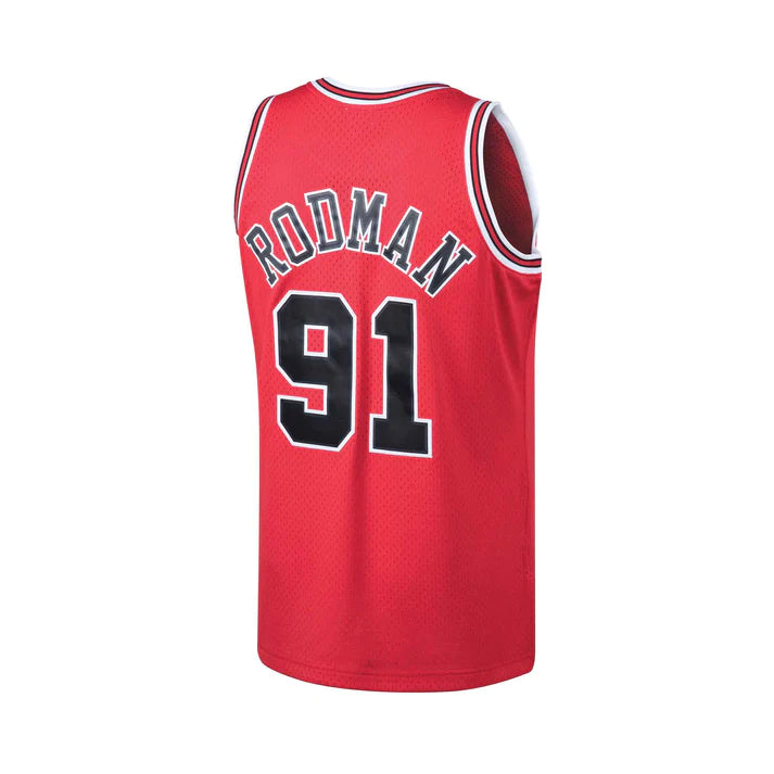 Dennis Rodman Chicago Bulls NBA Mitchell & Ness Maillot Swingman Hardwood Classics rouge 1997-98 pour homme