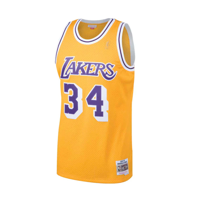 Shaquille O'Neal Los Angeles Lakers NBA Mitchell & Ness Men's Golden 1996-1997 Hardwood Classics Swingman Jersey