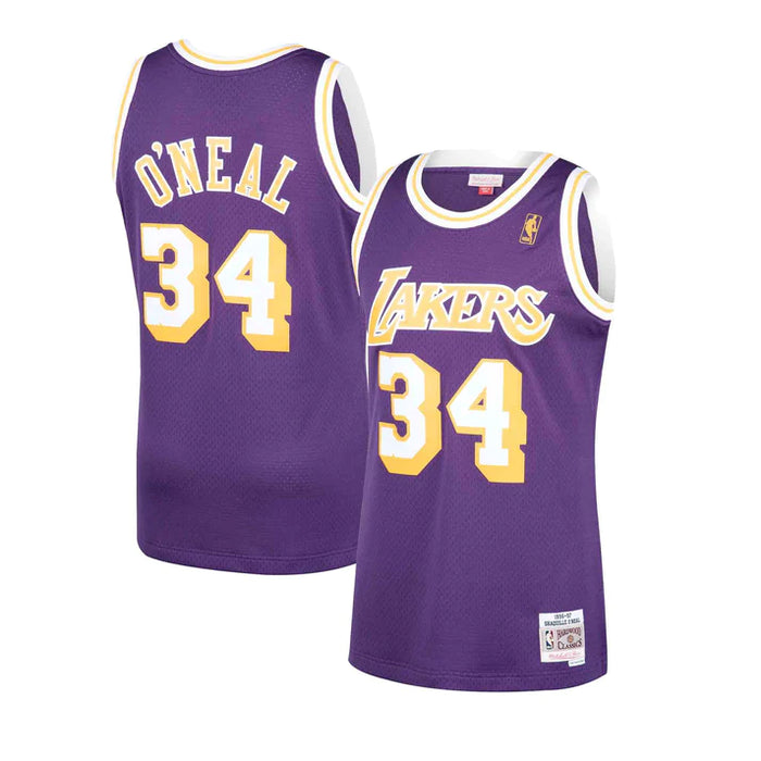 Shaquille O'Neal Los Angeles Lakers NBA Mitchell & Ness Men's Purple 1996-1997 Hardwood Classics Swingman Jersey