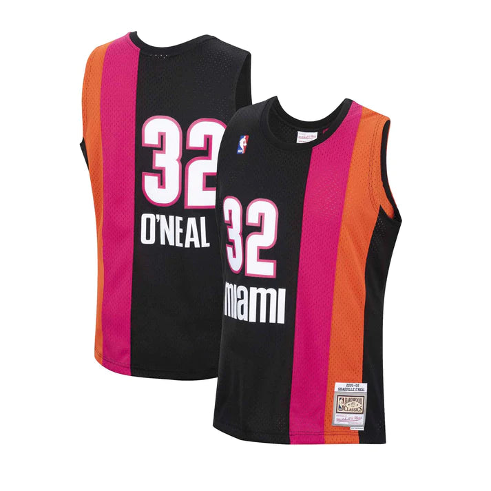 Shaquille O'Neal Miami Heat NBA Mitchell & Ness Men's Black 2005-06 Hardwood Classics Swingman Jersey