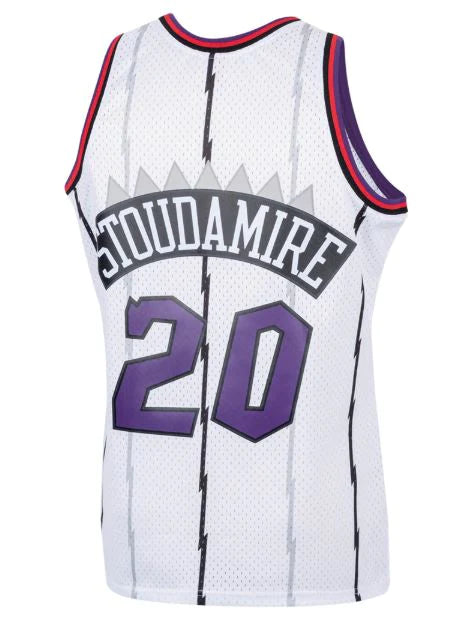 Damon Stoudamire Toronto Raptors NBA Mitchell & Ness Homme Blanc 1995-96 Hardwood Classics Swingman Maillot