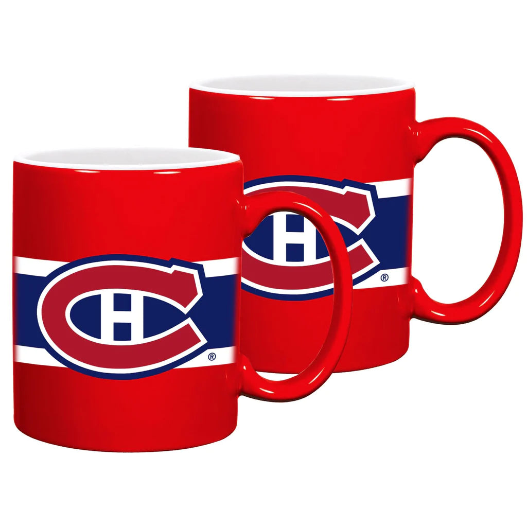 Ensemble de 2 tasses en céramique rayées de 11 oz des Canadiens de Montréal de la LNH