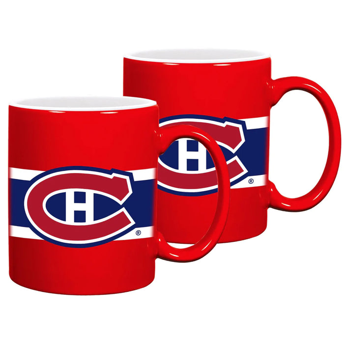 Montreal Canadiens NHL 11oz Striped Ceramic Mug 2 Pack Set