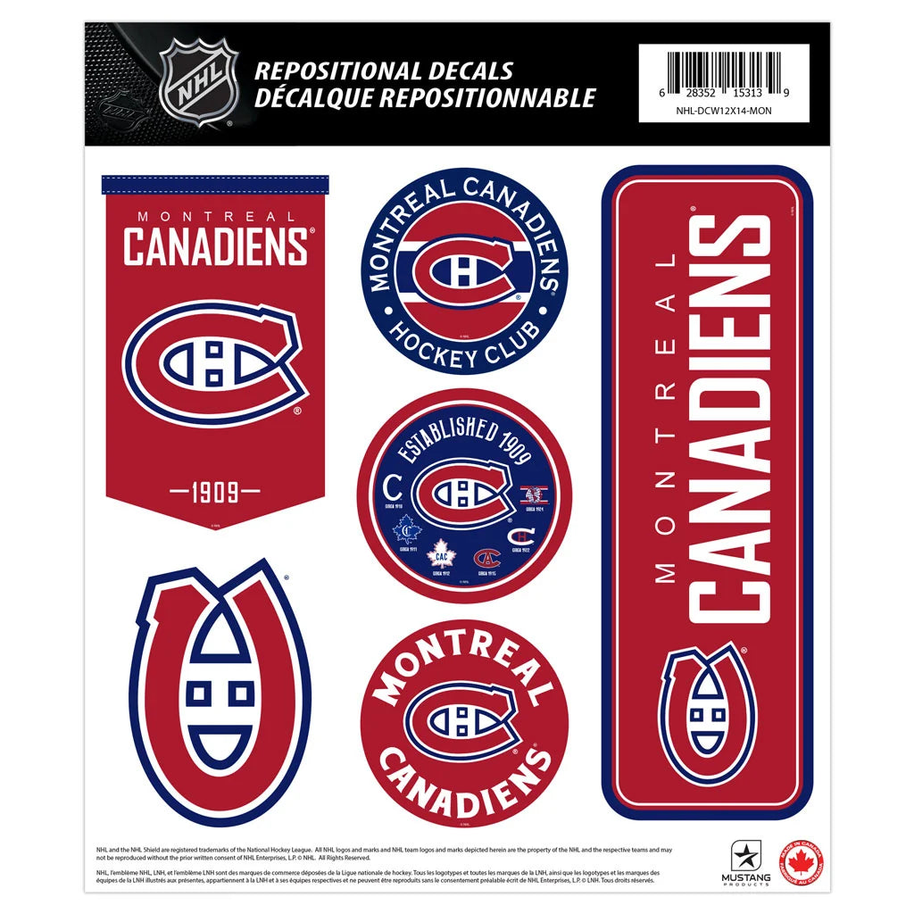 Montreal Canadiens NHL 12"x14" Team Fan Vinyl Sticker Set