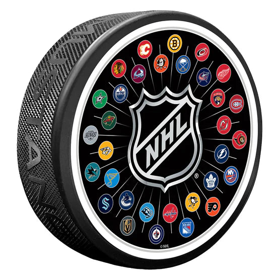 NHL All 32 Teams Textured Hockey Puck