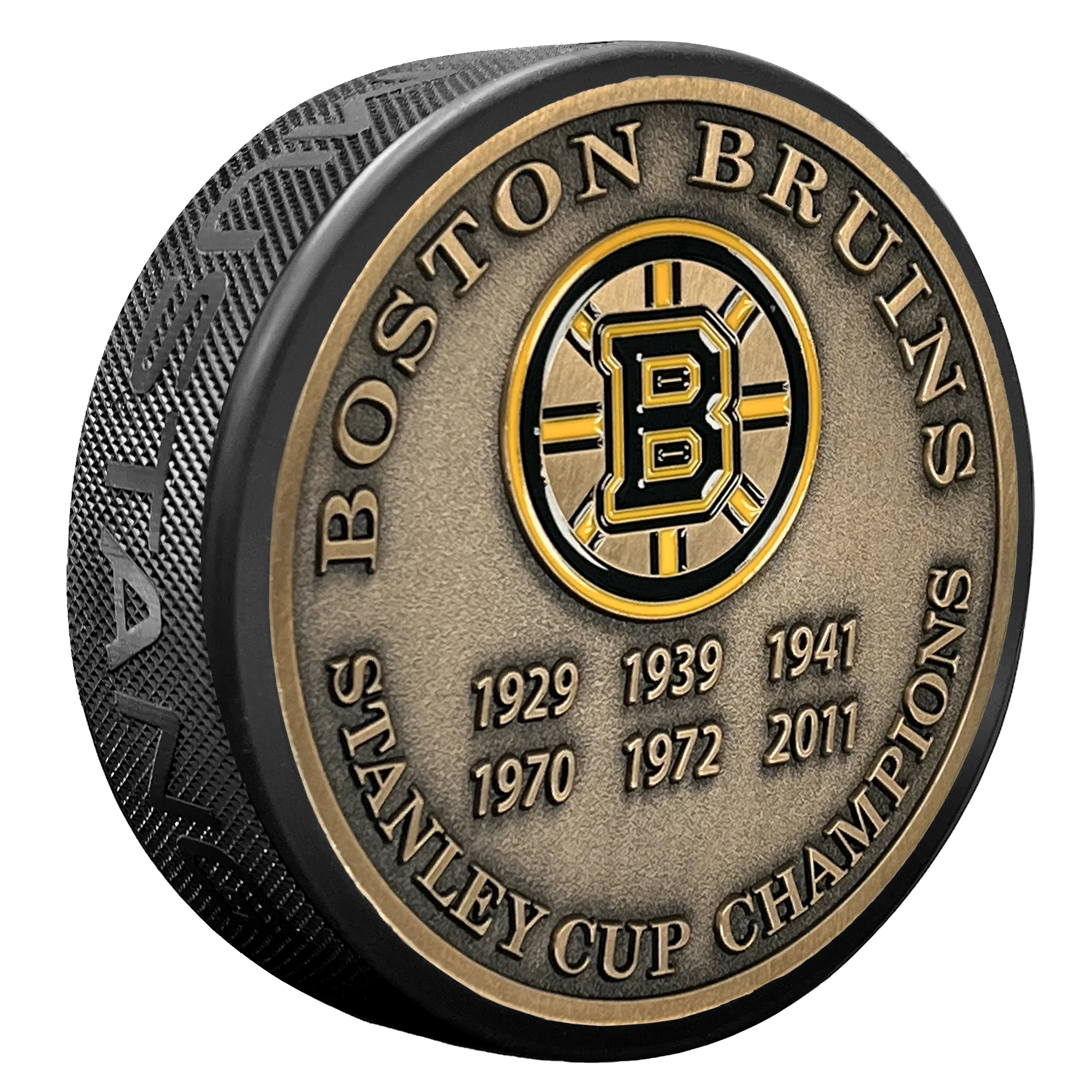 Boston Bruins NHL Stanley Cup Years Medallion Hockey Puck