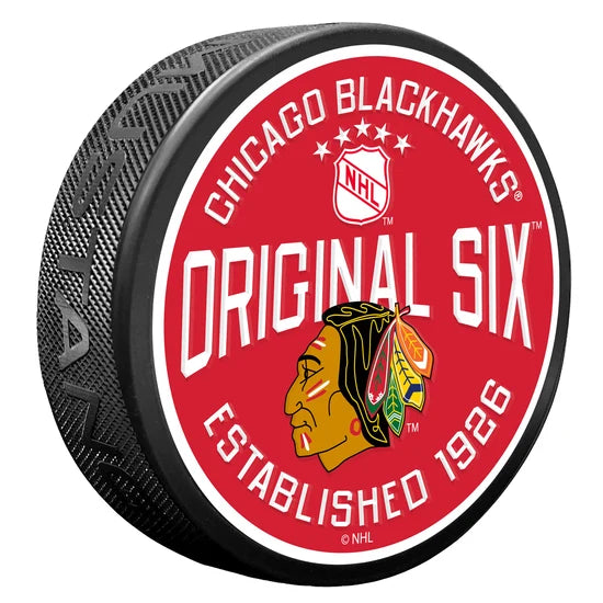 Chicago Blackhawks Original Six NHL 1950's Textured Hockey Puck