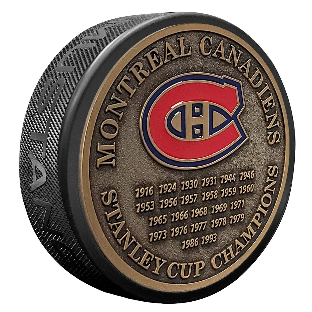 Montreal Canadiens NHL Stanley Cup Years Medallion Hockey Puck