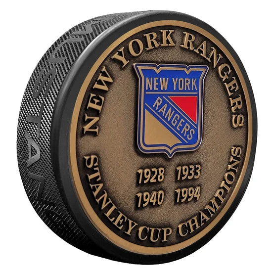 New York Rangers NHL Stanley Cup Years Medallion Hockey Puck