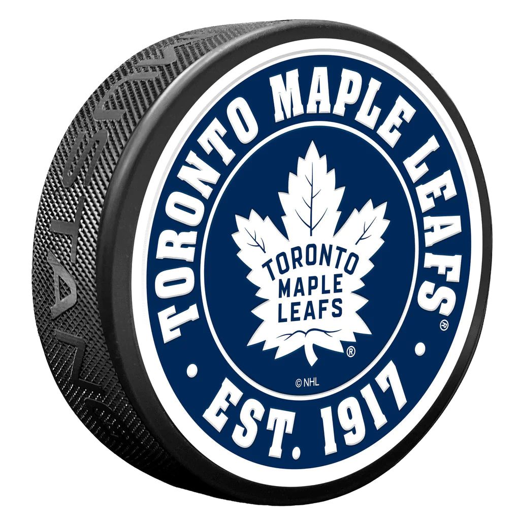 L'équipe de la LNH des Maple Leafs de Toronto a créé une rondelle de hockey