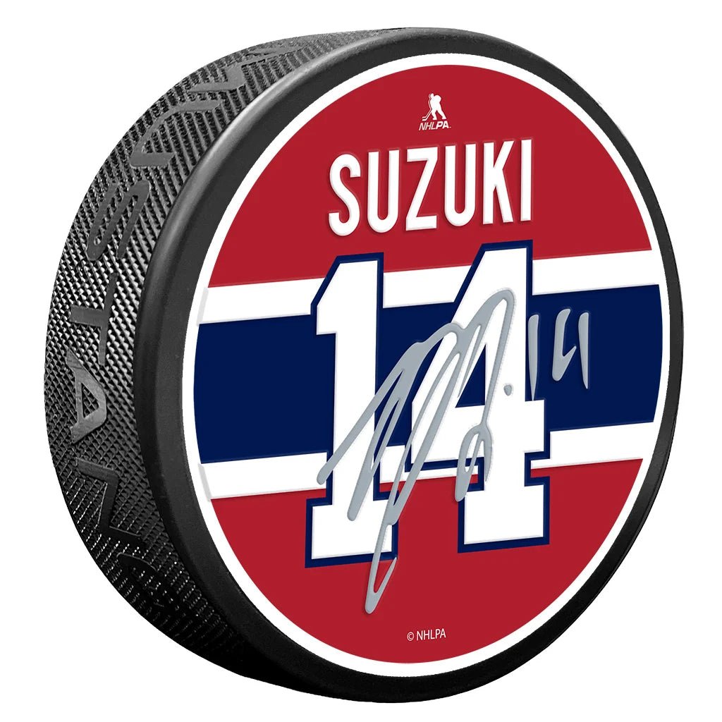 Nick Suzuki Montreal Canadiens NHL Replica Signature Textured Souvenir Hockey Puck