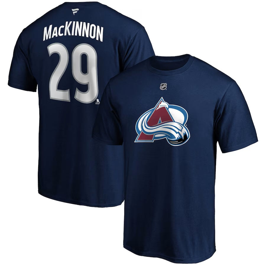 Nathan MacKinnon Colorado Avalanche NHL Fanatics Branded Men's Navy Authentic T Shirt