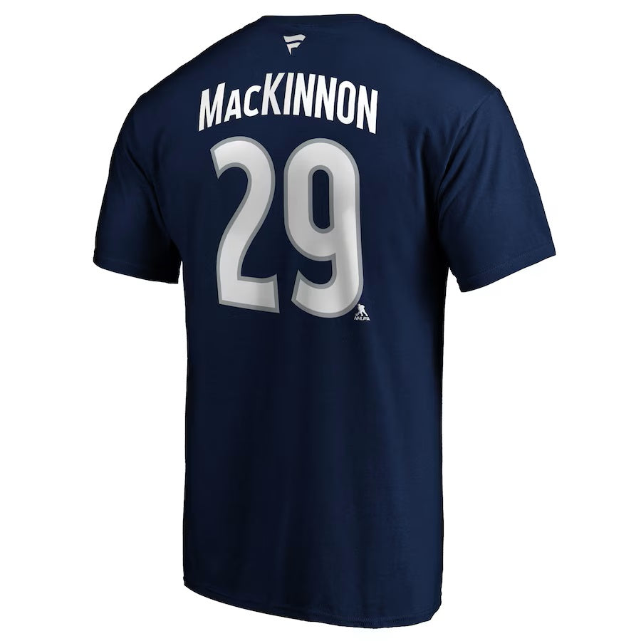 Nathan MacKinnon Colorado Avalanche NHL Fanatics Branded Men's Navy Authentic T Shirt