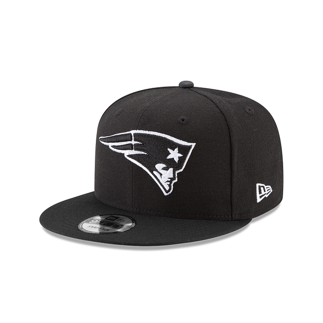 New England Patriots NFL New Era pour hommes, noir et blanc, 9Fifty Basic Snapback