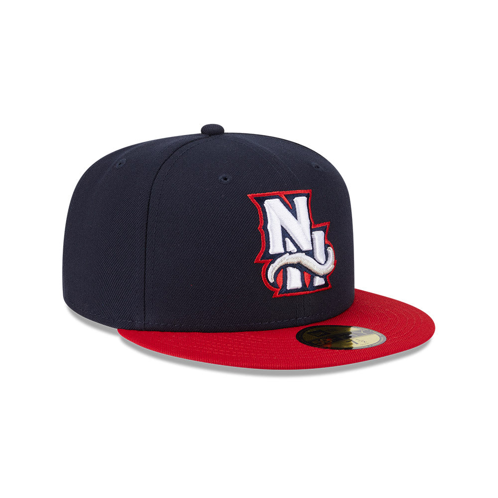 Casquette ajustée New Era 59Fifty Authentic Collection bleu marine/rouge pour homme des Fisher Cats du New Hampshire (MiLB)