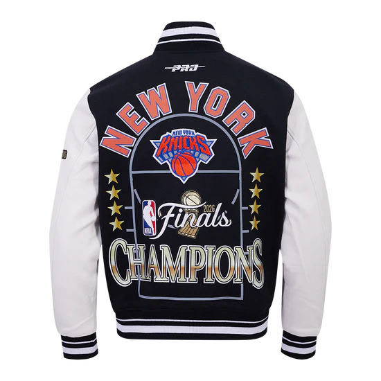 New York Knicks NBA Pro Standard Men's Black/White 2026 Championship Wool Varsity Jacket
