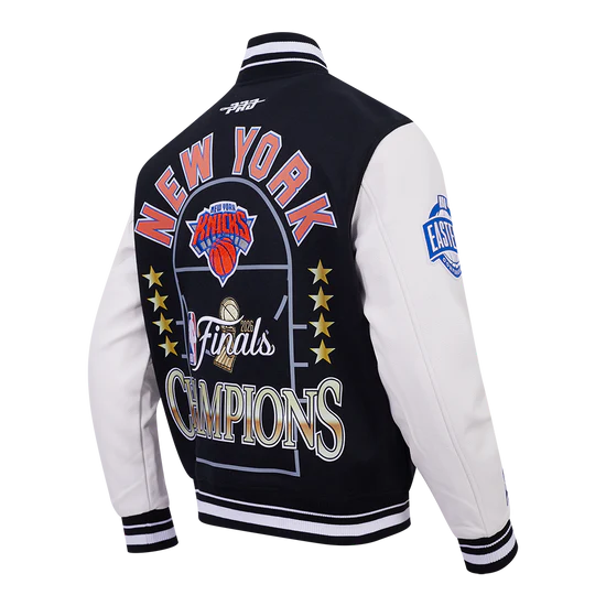 New York Knicks NBA Pro Standard Men's Black/White 2026 Championship Wool Varsity Jacket