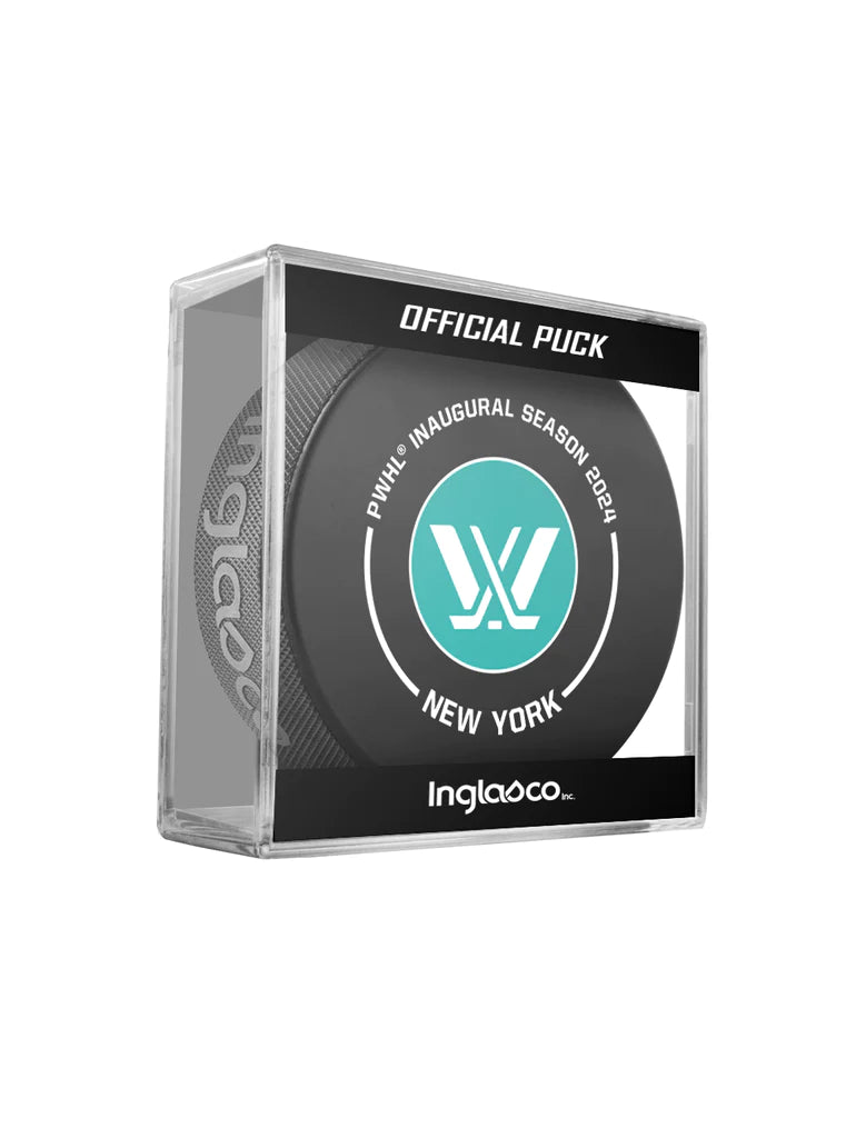 New York PWHL Inglasco 2024 Inaugural Season Officially Licensed Game Hockey Puck